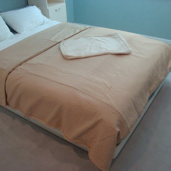 Macy's Hotel Collection Queen Size Duvet Cover & Pillow Sham Soft Gold - Picture 1 of 10